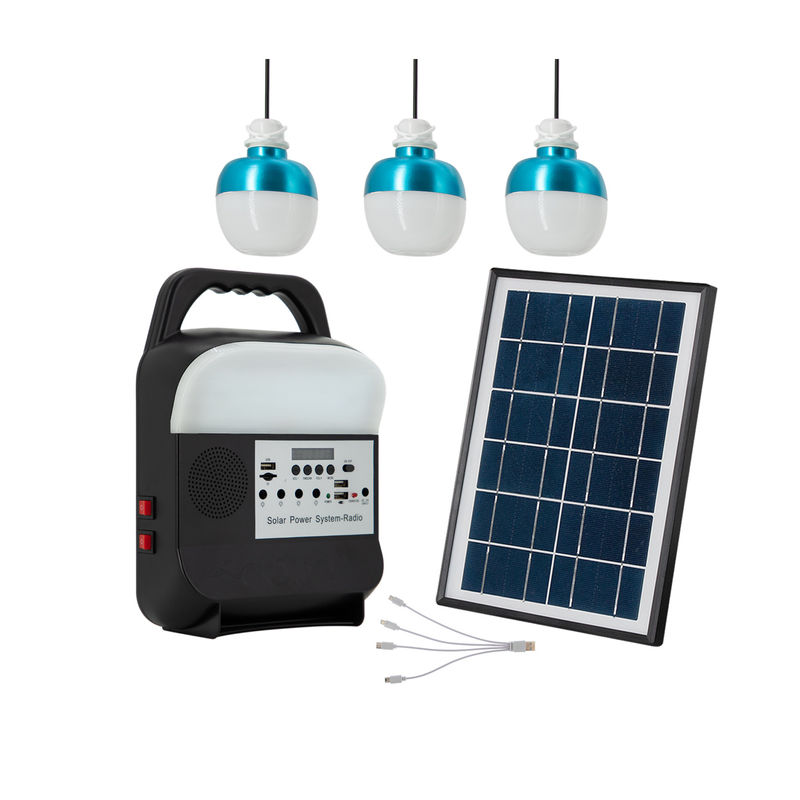 グリッド エネルギー力銀行の発電機のキットの小さい携帯用家の太陽導かれた電球システムを離れて