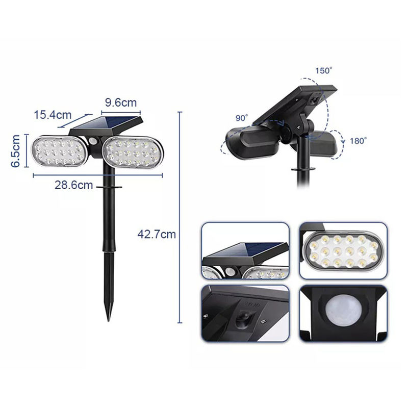 IP65 は太陽エネルギーの庭ライト棒の芝生の棒の屋外の小道ヤード LED を防水します