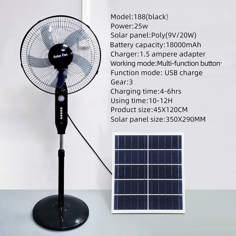 USB+Nightライト3ギヤ太陽ファンが付いている25W太陽動力を与えられた屋外ファン