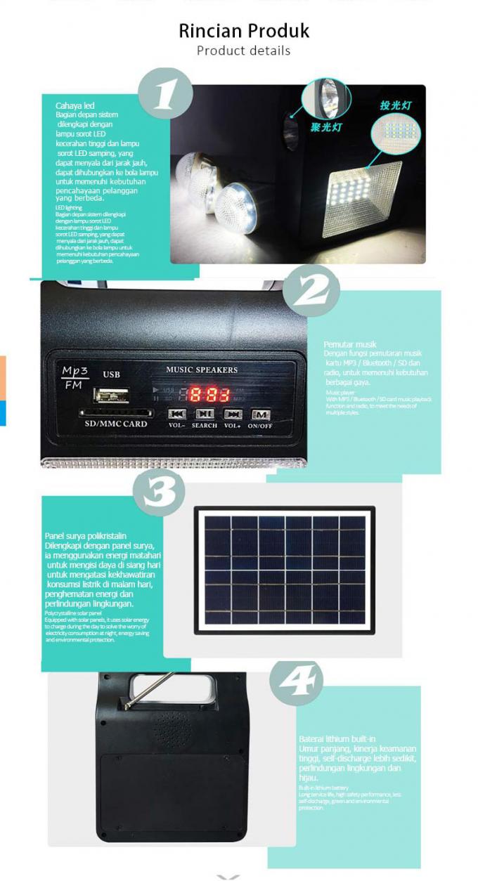 無線のBluetoothの屋外のキャンプの停電の非常灯との太陽家のパワー系統の照明